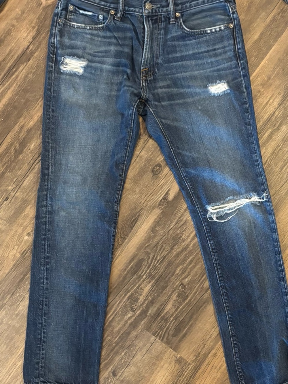Abercrombie & Fitch Distressed Dark Blue Men’s Jeans